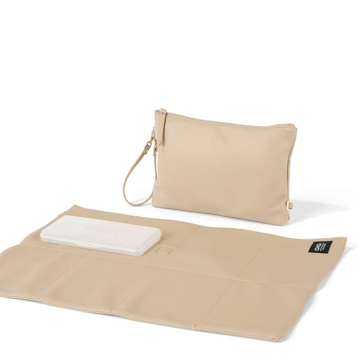 Nappy Changing Pouch - Oat Vegan Leather