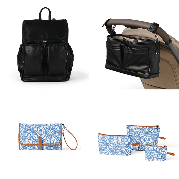 First Time Parent Nappy Bag Bundle - Black Dimple & Moroccan