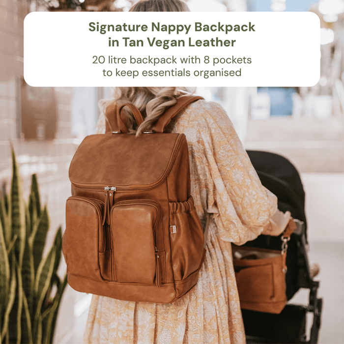 First Time Parent Nappy Bag Bundle - Tan & Blue Check (PRE-ORDER FOR MAY DELIVERY)