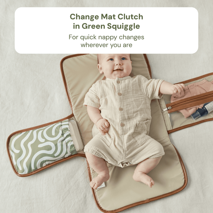 First Time Parent Nappy Bag Bundle -  Sage & Green Squiggle