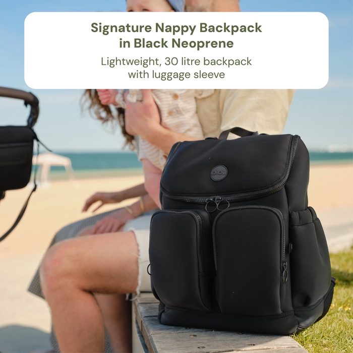First Time Parent Nappy Bag Bundle - Black Neoprene & Ditsy Floral