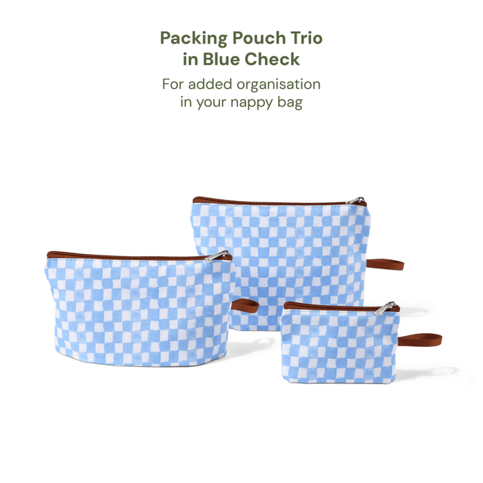 First Time Parent Nappy Bag Bundle - Tan & Blue Check (PRE-ORDER FOR MAY DELIVERY)