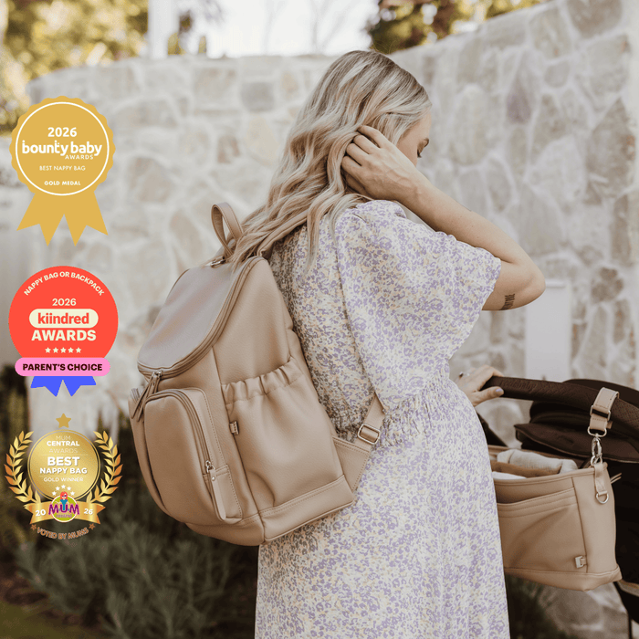Signature Nappy Backpack - Oat Vegan Leather