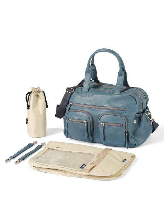 Carry All Nappy Bag - Stone Blue Vegan Leather