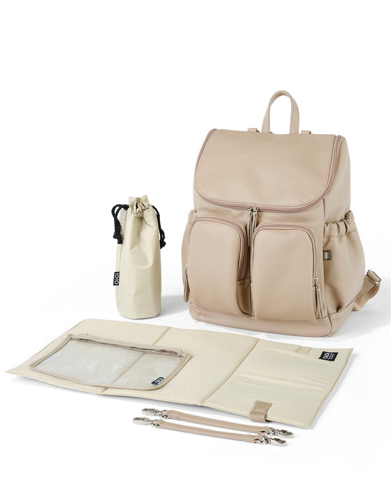 Signature Nappy Backpack - Oat Dimple Vegan Leather
