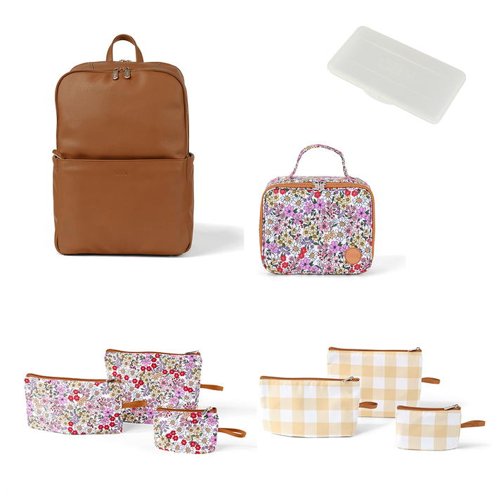 Baby & Toddler Nappy Bag Bundle – Chestnut, Daisy & Gingham