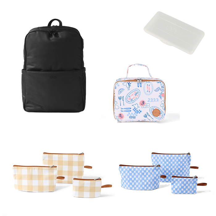 Baby & Toddler Nappy Bag Bundle – Weatherproof, Mediterranean & Gingham (PRE-ORDER FOR MAY DELIVERY)