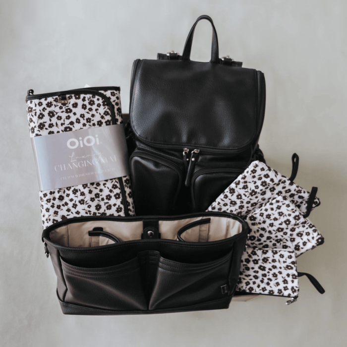 First Time Parent Nappy Bag Bundle - Black Dimple & Ditsy Floral