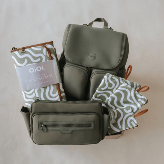 First Time Parent Nappy Bag Bundle -  Sage & Green Squiggle