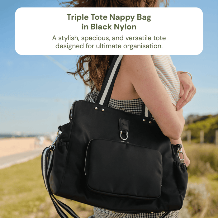 Triple Tote Baby Bag Bundle – Black & Houndstooth