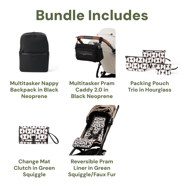 Multitasker Baby Bag Bundle - Neoprene & Hourglass