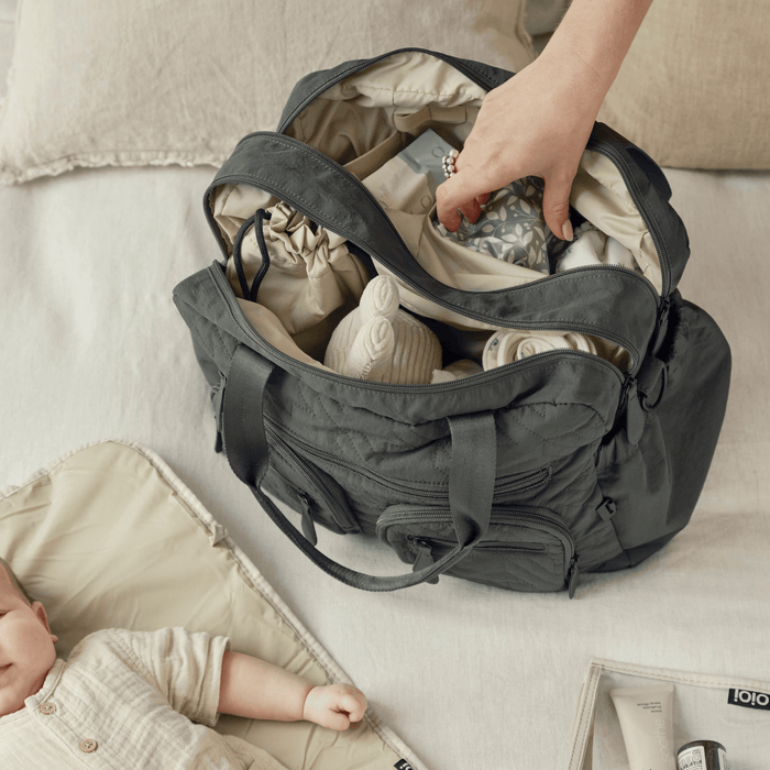 Carry All Nappy Bag - Olive Houndstooth Quilt