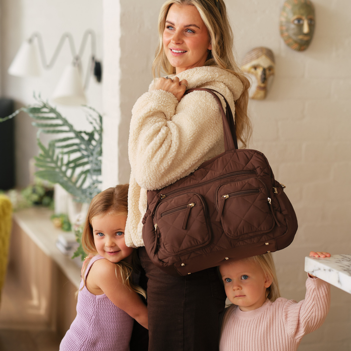 Carry All Nappy Bag - Puffy Chocolate Quilt