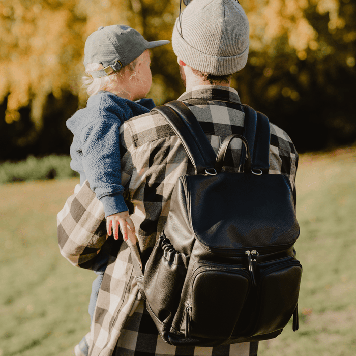 Signature Nappy Backpack - Black Dimple Vegan Leather