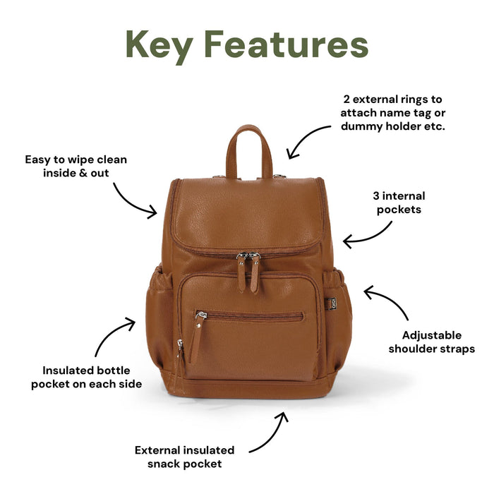 Mini Signature Backpack - Chestnut Brown Vegan Leather