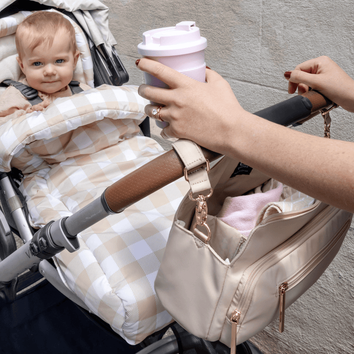 Multitasker Pram Caddy 2.0 - Beige Nylon (PRE-ORDER FOR FEBRUARY DELIVERY)