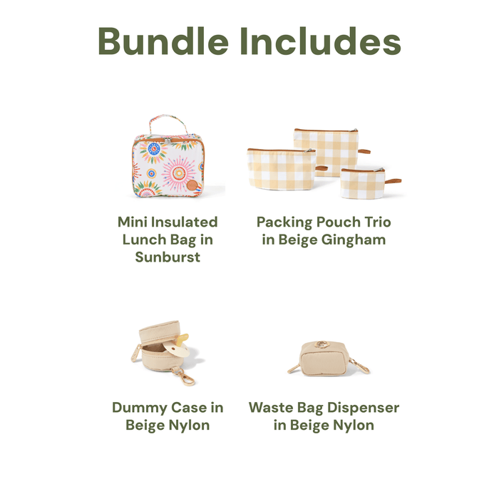 Nappy Bag Organisation Kit – Sunburst & Beige Nylon