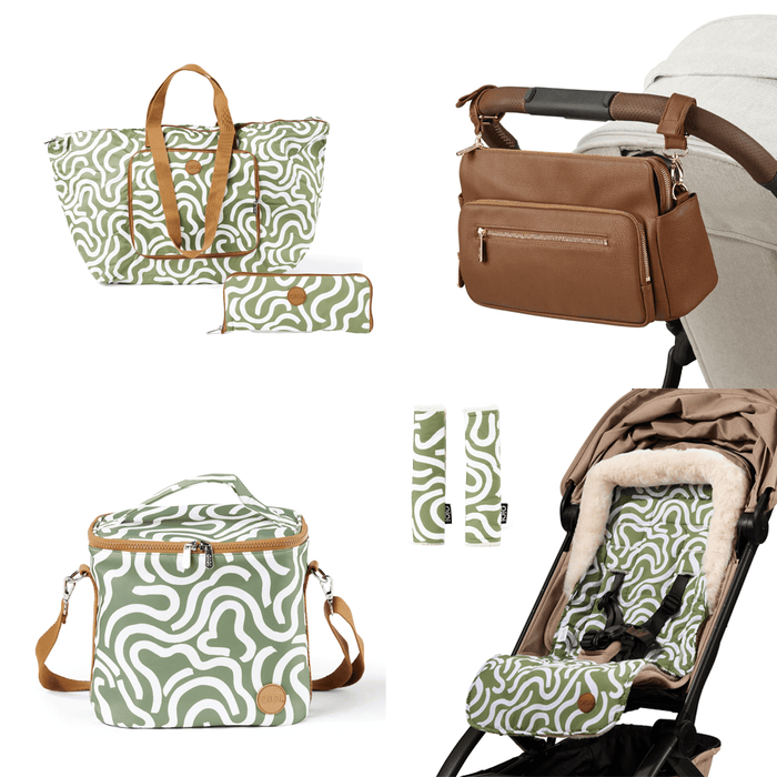 Pram Makeover Bundle - Chestnut & Green Squiggle