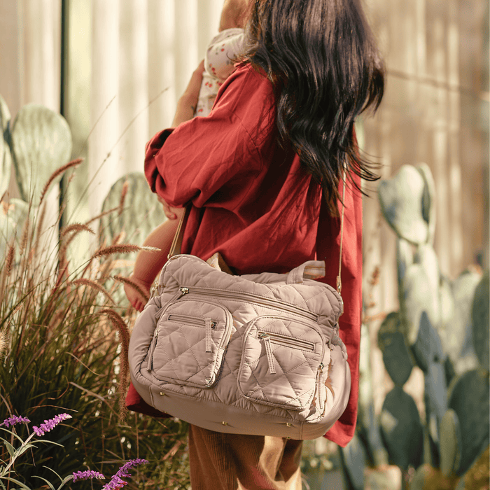 Carry All Nappy Bag - Puffy Beige Quilt