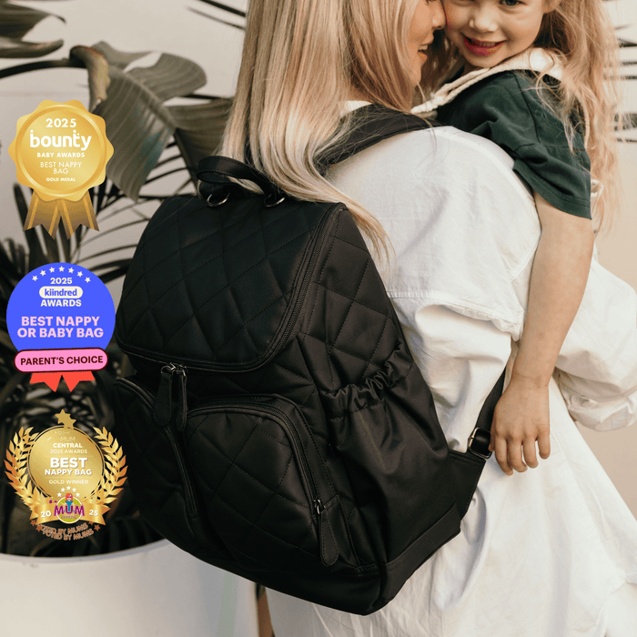 Signature Nappy Backpack - Black Diamond Quilt Nylon