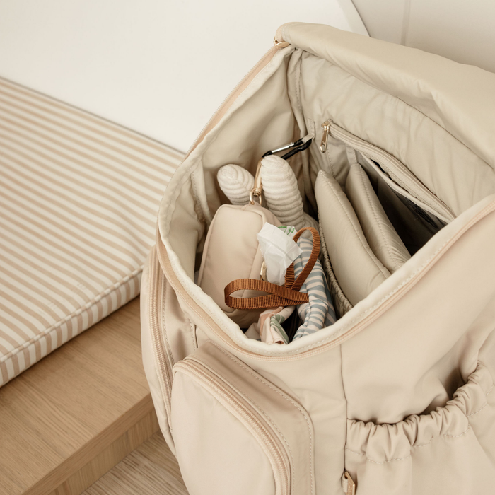 Signature Nappy Backpack - Beige Nylon (PRE-ORDER FOR FEBRUARY DELIVERY)