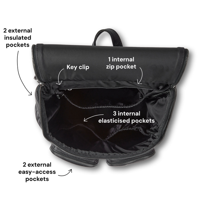 Signature Nappy Backpack - Jet Black Genuine Leather