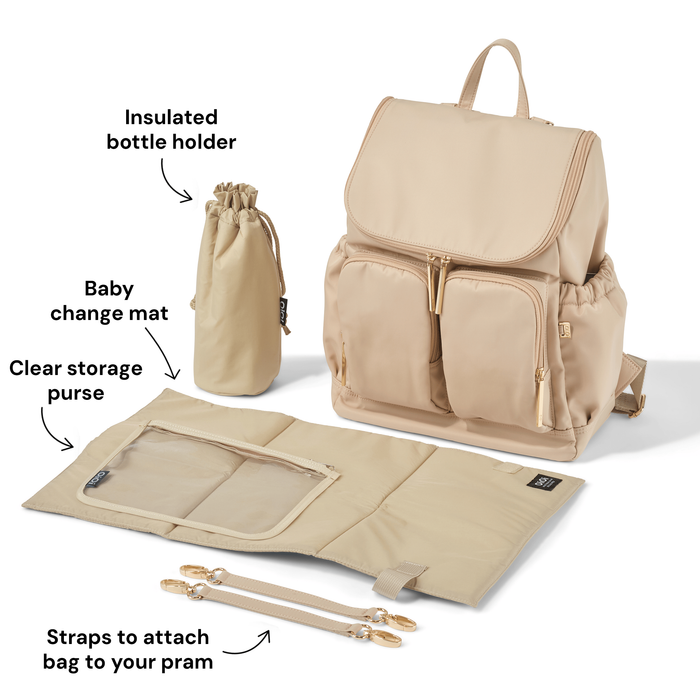 Signature Nappy Backpack - Beige Nylon