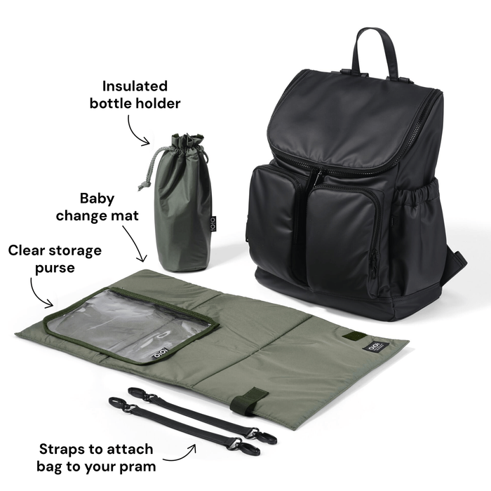 Signature Nappy Backpack - Black Weatherproof