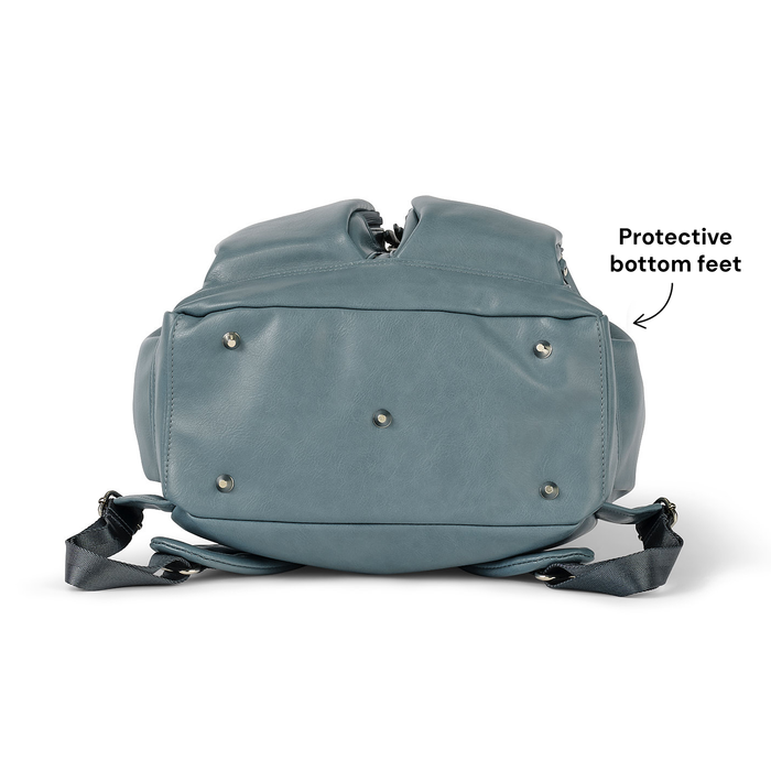 Signature Nappy Backpack - Stone Blue Vegan Leather