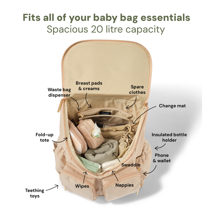 Signature Nappy Backpack - Beige Nylon