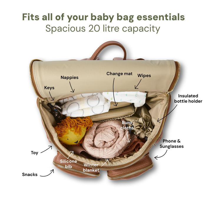 Signature Nappy Backpack - Terracotta Genuine Leather