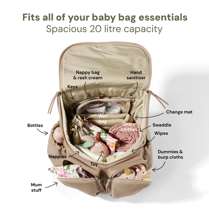 Signature Nappy Backpack - Oat Vegan Leather