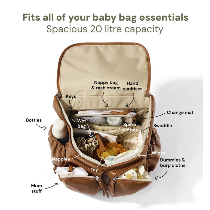 Signature Nappy Backpack - Tan Vegan Leather