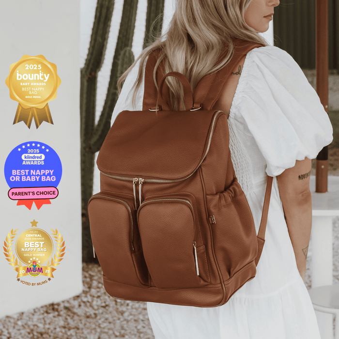 brown leather nappy backpack Genuine Leather Nappy Backpack