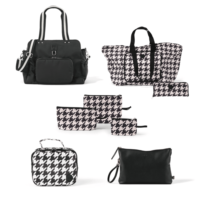 Triple Tote Baby Bag Bundle – Black & Houndstooth