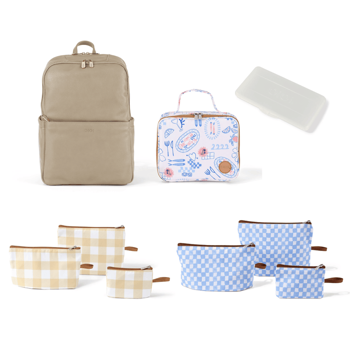 Baby & Toddler Nappy Bag Bundle – Oat, Mediterranean & Gingham
