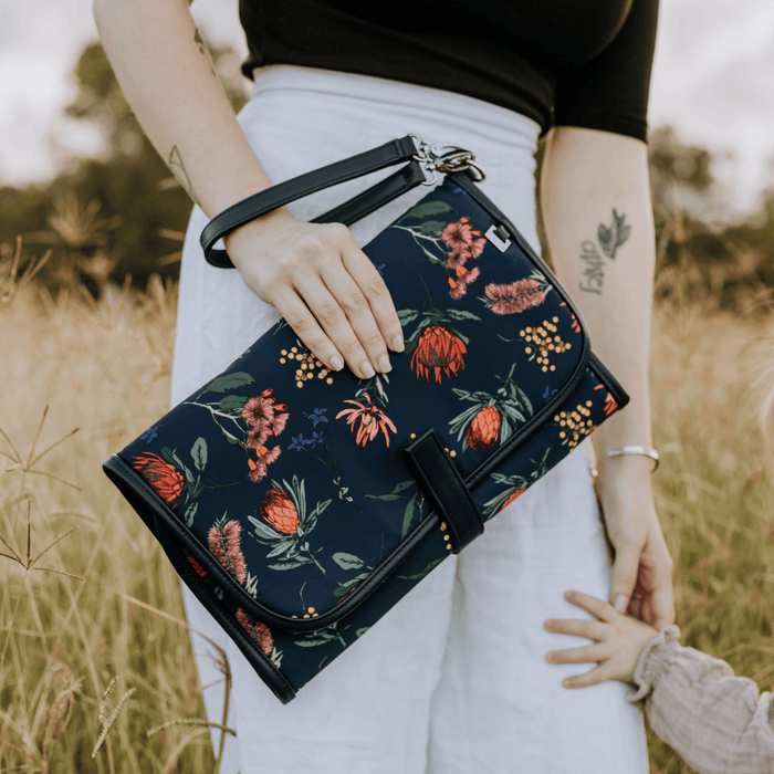 Change Mat Clutch - Navy Botanical Floral