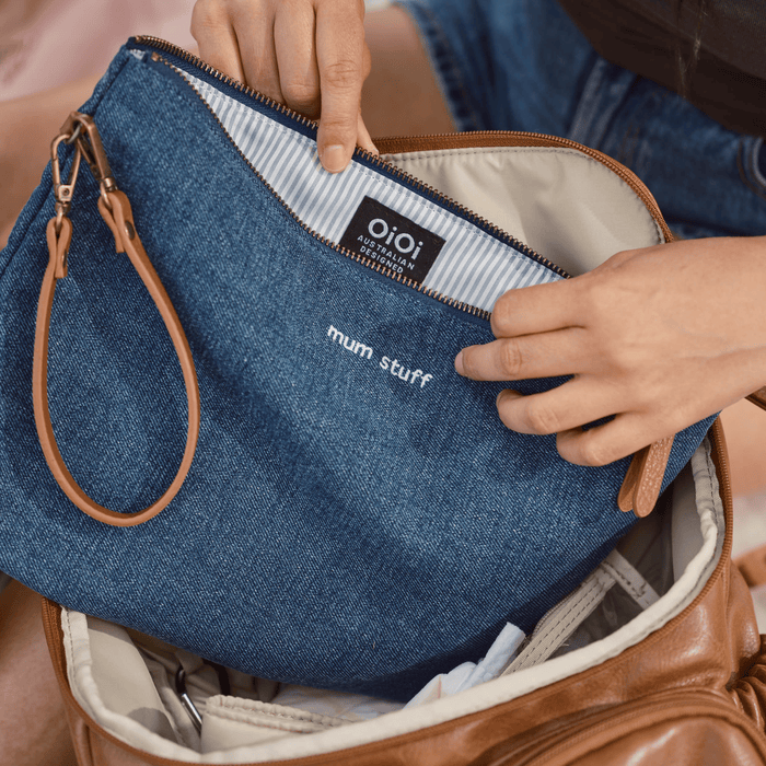 Mum Stuff Pouch - Denim Blue