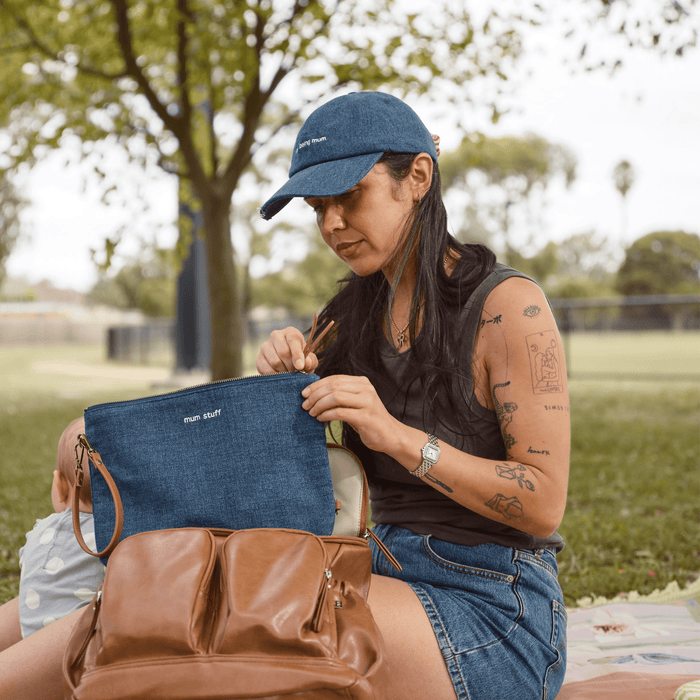 Mum Stuff Pouch - Denim Blue