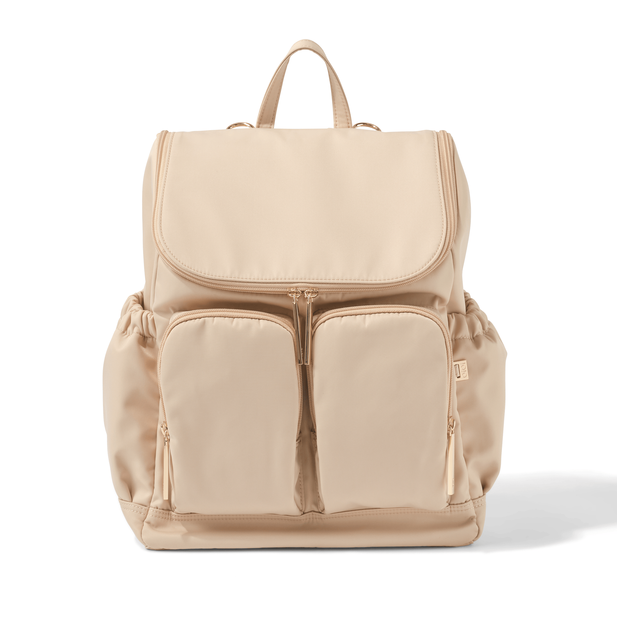 Nylon Nappy Backpack Beige Nylon With Gold Hardware OiOi nylon-nappy-backpack-beige-nylon-with-gold-hardware-oioi