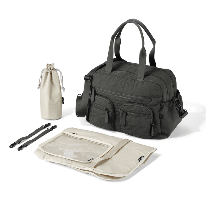 Carry All Nappy Bag - Olive Houndstooth Quilt