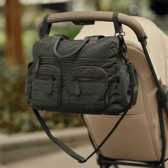 Carry All Nappy Bag - Olive Houndstooth Quilt