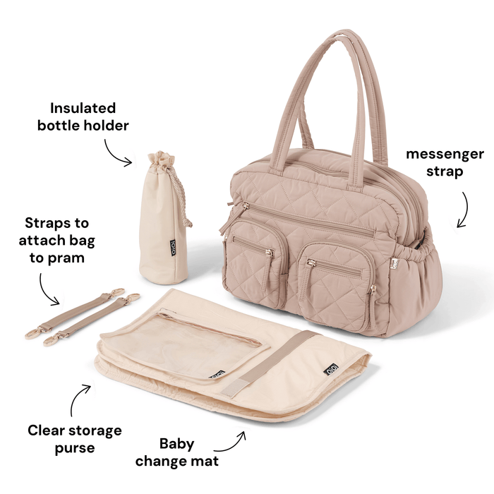 Carry All Nappy Bag - Puffy Beige Quilt