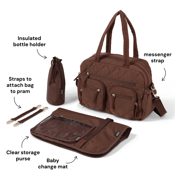 Carry All Nappy Bag - Puffy Chocolate Quilt