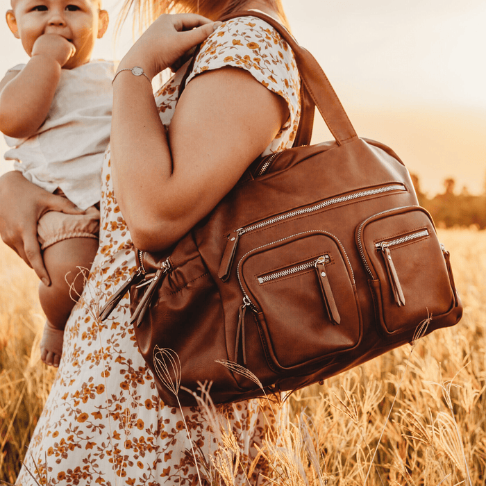 Carry All Nappy Bag - Tan Vegan Leather
