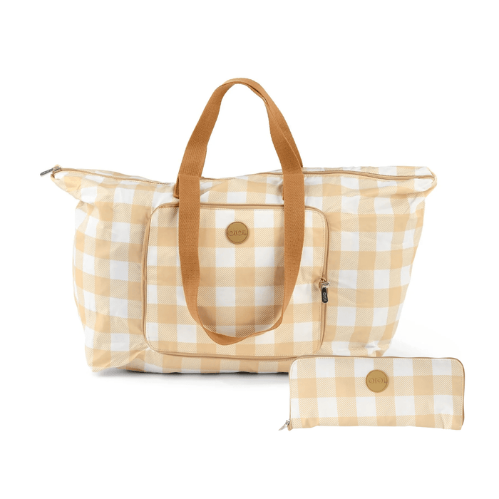 Fold-Up Tote - Beige Gingham