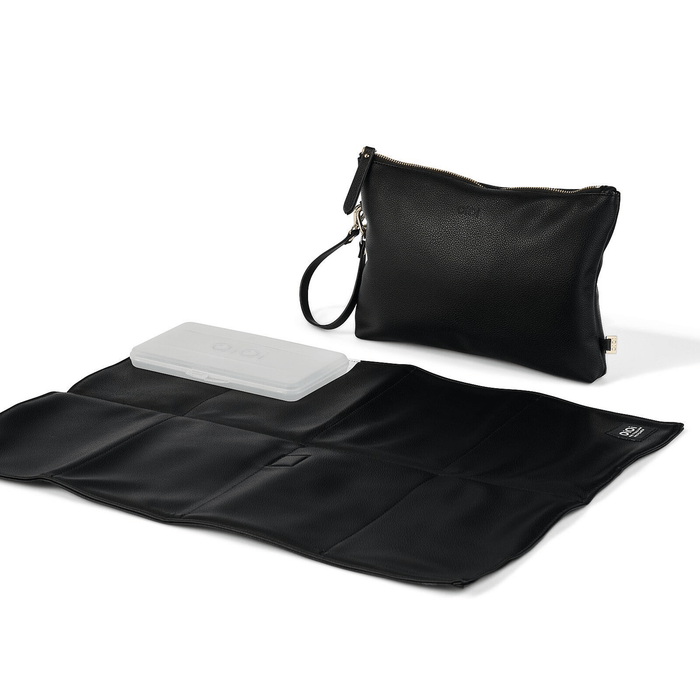 Nappy Changing Pouch - Black Vegan Leather