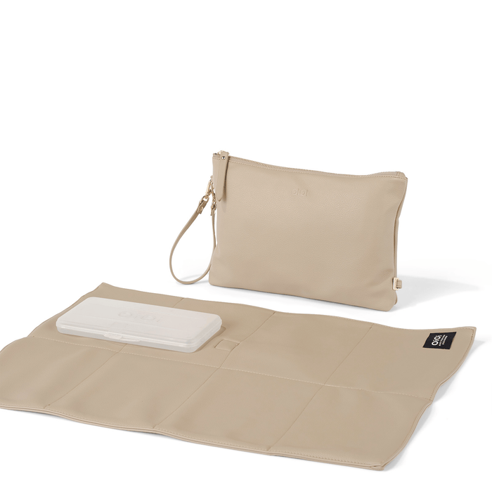 Nappy Changing Pouch - Oat Vegan Leather