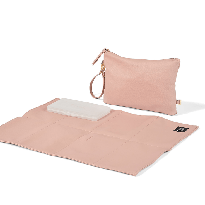 Nappy Changing Pouch - Pink Vegan Leather