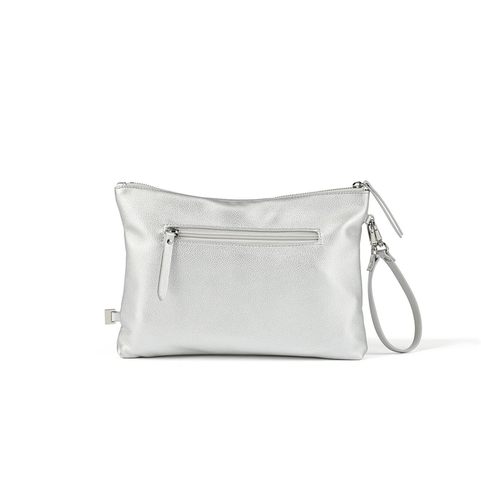 Nappy Changing Pouch - Metallic Silver Vegan Leather